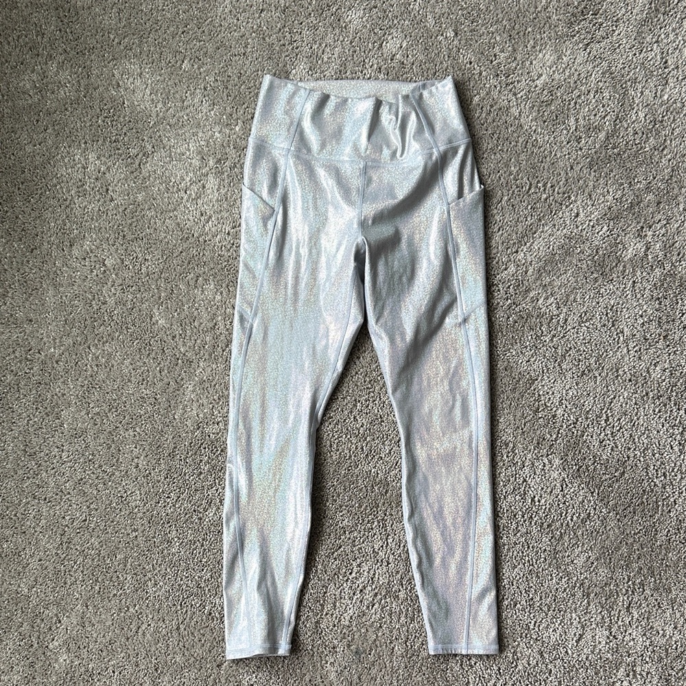Fabletics Shimmering Silver Leggings